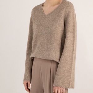 Oak + Fort Bell Sleeve Grey Sweater